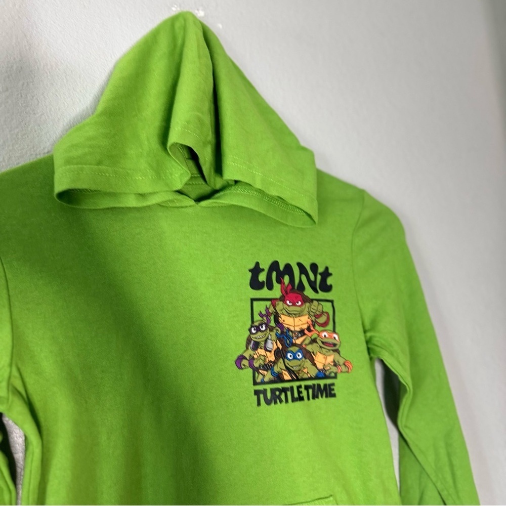 Teenage Mutant Ninja Turtles Kids Green Hoodie Long Sleeve Shirt Boys Small - Picture 3 of 10